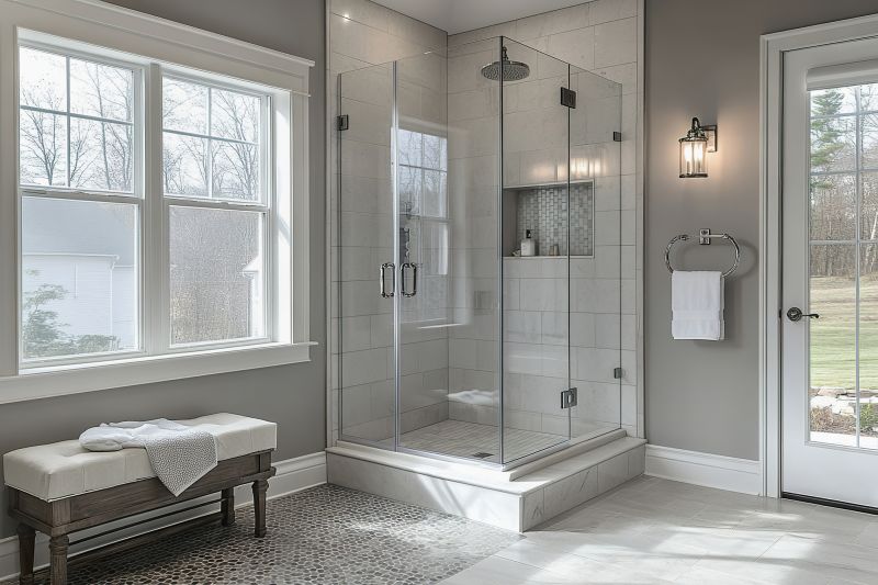 Corner Shower with Glass Panels